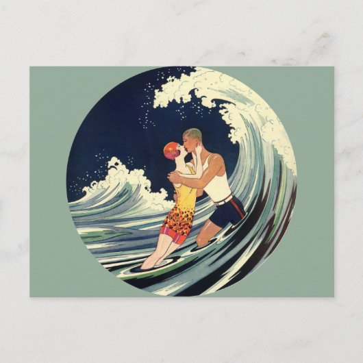  Art Deco Lovers Kiss Wedding Save the Date Aankondigingskaart (Voorkant)