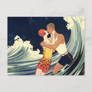 Art Deco Lovers Kiss Wedding Save the Date Aankondigingskaart