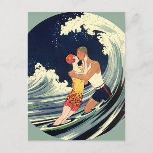 Art Deco Lovers Kiss Wedding Save the Date Aankondigingskaart