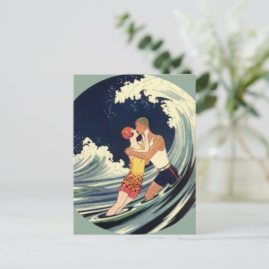  Art Deco Lovers Kiss Wedding Save the Date Aankondigingskaart (Staand voorkant)