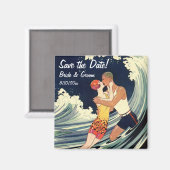  Art Deco Lovers Kiss Wedding Save the Date Magneet (Voorkant / Achterkant)