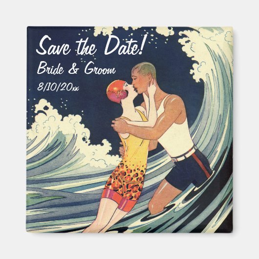  Art Deco Lovers Kiss Wedding Save the Date Magneet (Voorkant)