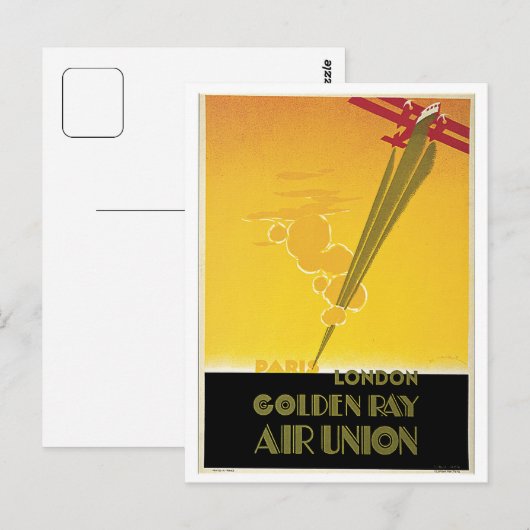  Art Deco-luchtvaartmaatschappijen reizen en Briefkaart (Voorkant / Achterkant)