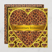 Art Deco Luipaard Huwelijksjubileum Uitnodiging (Voorkant / Achterkant)