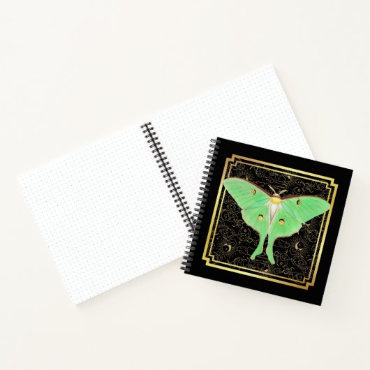Art Deco Luna Moth Notitieboek (Binnen)