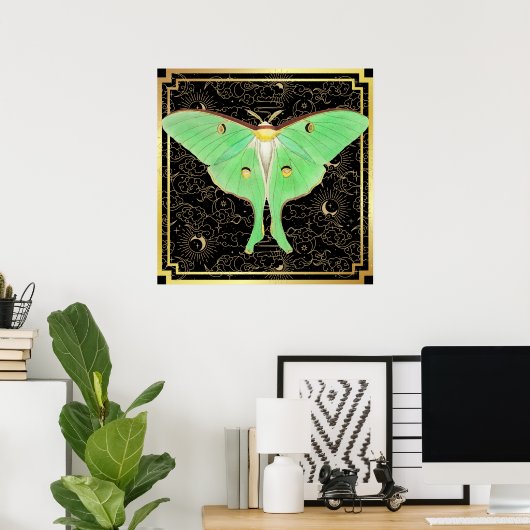 Art Deco Luna Moth Poster (Thuiskantoor)