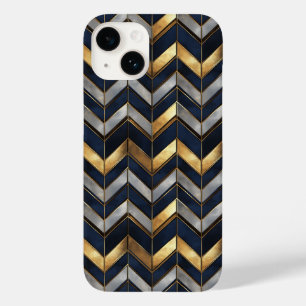 "Art Deco Luxe Design: Goud, Zilver & Blauw Case-Mate iPhone 14 Hoesje