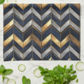 "Art Deco Luxe Design: Goud, Zilver & Blauw Theedoek (Gevouwen)