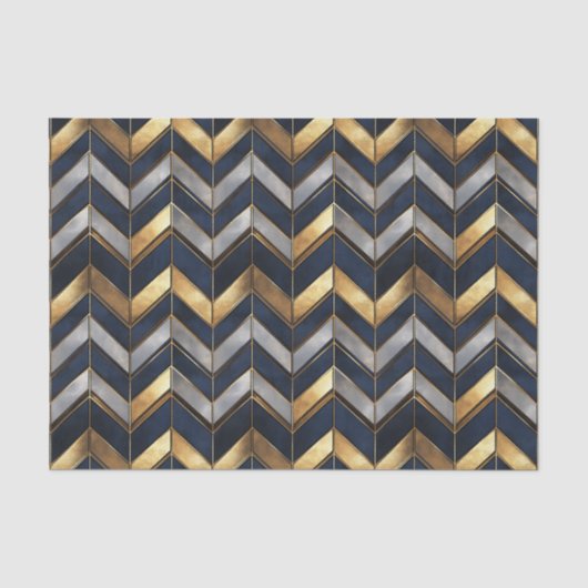 "Art Deco Luxe Design: Goud, Zilver & Blauw Tissuepapier (Voorkant)
