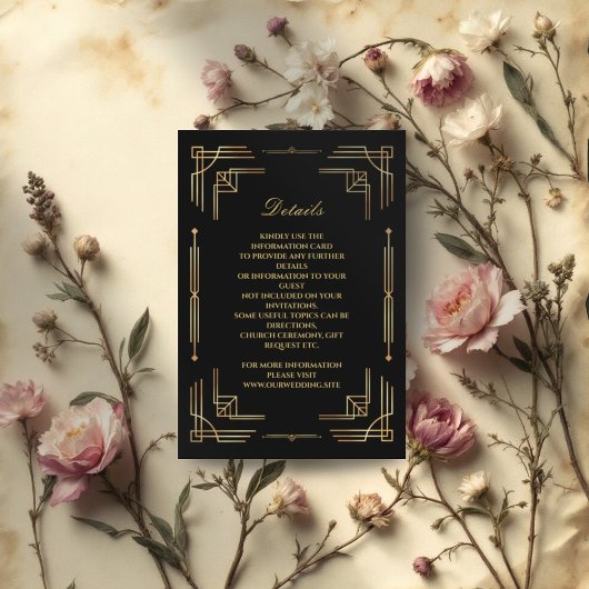 Art deco luxe elegante bruiloft behuizing kaart