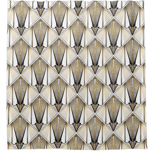 Art Deco, luxe gouden motief Douchegordijn (Voorkant)