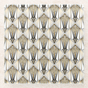 Art Deco, luxe gouden motief Glazen Onderzetter