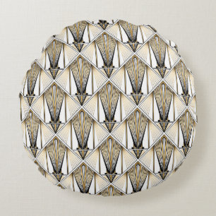 Art Deco, luxe gouden motief Rond Kussen