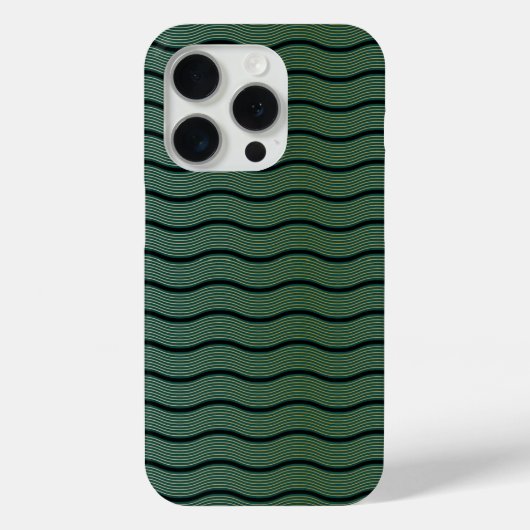 Art Deco Luxe Groene Patronen Golven Case-Mate iPhone Case (Achterkant)