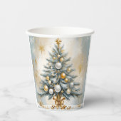 Art Deco Luxe Kerst Gouden Ornamenten Bogen Papieren Bekers (Voorkant)