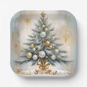 Art Deco Luxe Kerst Gouden Ornamenten Bogen Papieren Bordje (Voorkant)