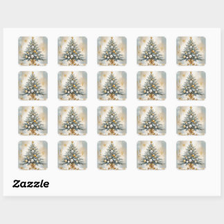 Art Deco Luxe Kerst Gouden Ornamenten Bogen Vierkante Sticker