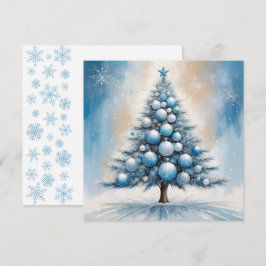 Art Deco Luxe Kerstboom met Blauwe Ornamenten Feestdagenkaart