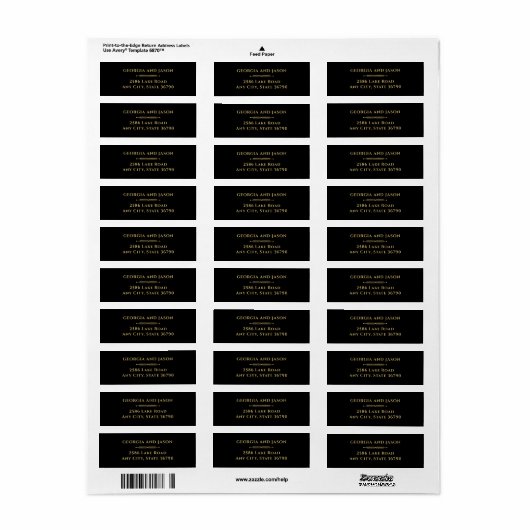 Art Deco Luxe Modern Retour Adres Label (Full Sheet)