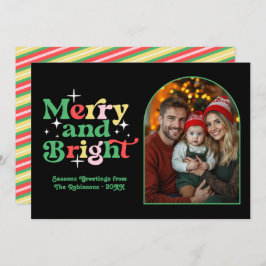 Art Deco Luxe Moderne Retro Kerstmis Familie Foto Feestdagenkaart