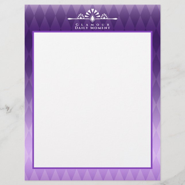 Art Deco Luxe Paarse Briefhoofd (Voorkant)