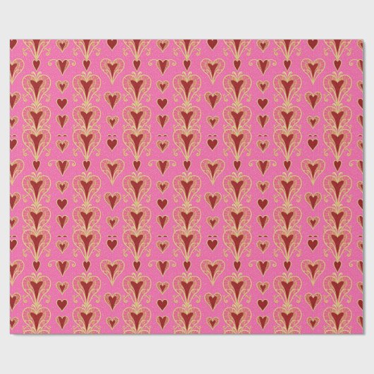 Art Deco Luxe Rood Roze Inpakpapier Roll (Vlak)