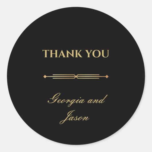 Art deco luxe stijlvolle moderne bruiloft ronde sticker (Voorkant)