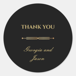 Art deco luxe stijlvolle moderne bruiloft ronde sticker