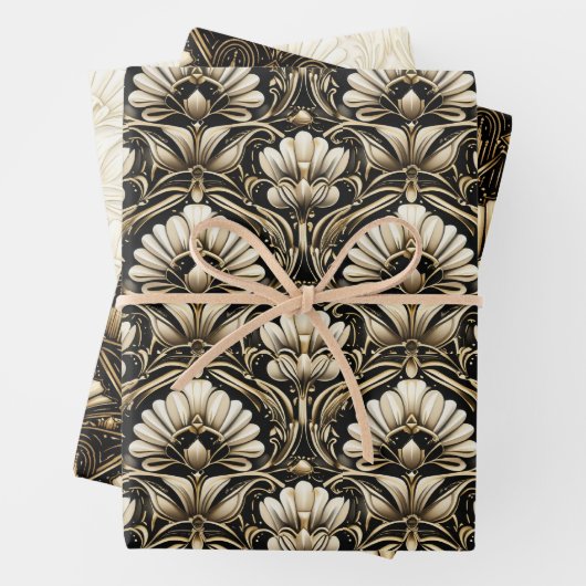 Art Deco Luxe Wrapping Paper Set (In situ)