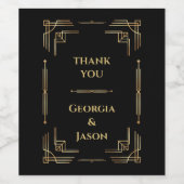 Art Deco luxe zwarte elegante wijn label Etiket (Enkel label)