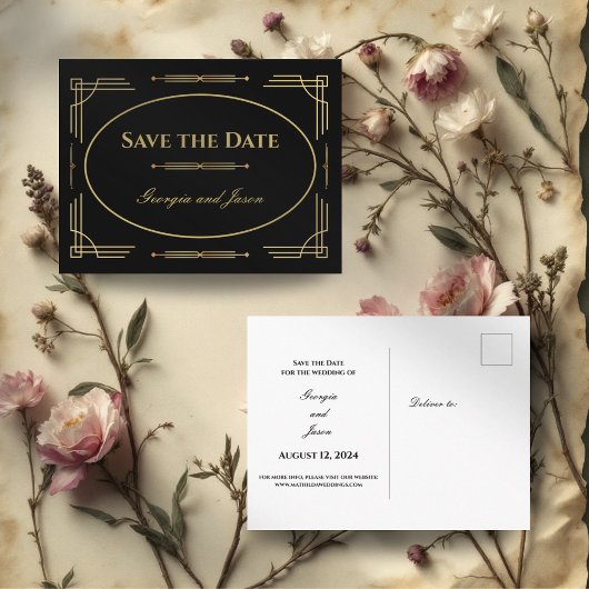 Art Deco Luxury Save the Date Kaart