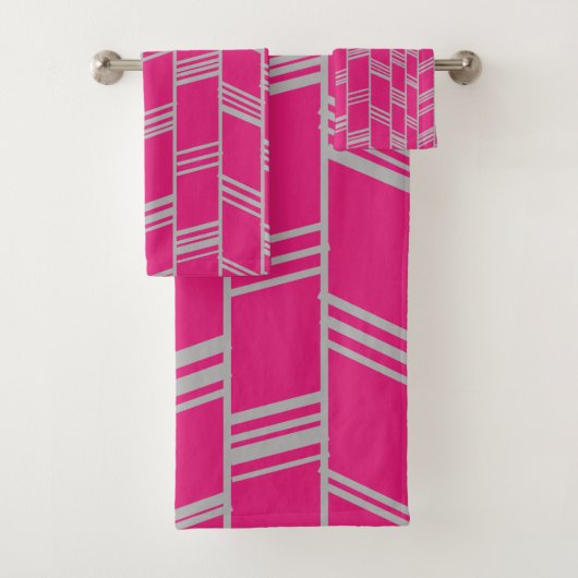 Art Deco Magenta Bad Handdoek (Insitu)