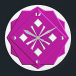 Art Deco magenta geometrisch patroon Grote Klok<br><div class="desc">Art Deco,  gestileerd,  wit op magenta geometrisch patroon in gestapelde,  drieduizende vormen met gevlekte randen - digitale kunst</div>