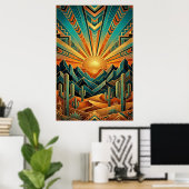 Art Deco Majestic Mesa Poster - Geometric Desert (Thuiskantoor)