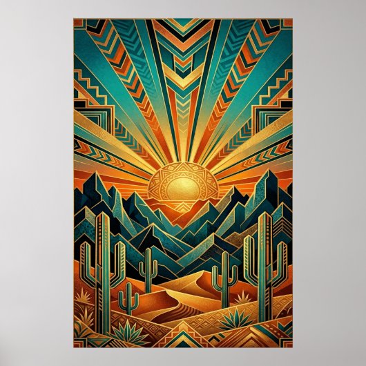 Art Deco Majestic Mesa Poster - Geometric Desert (Voorkant)