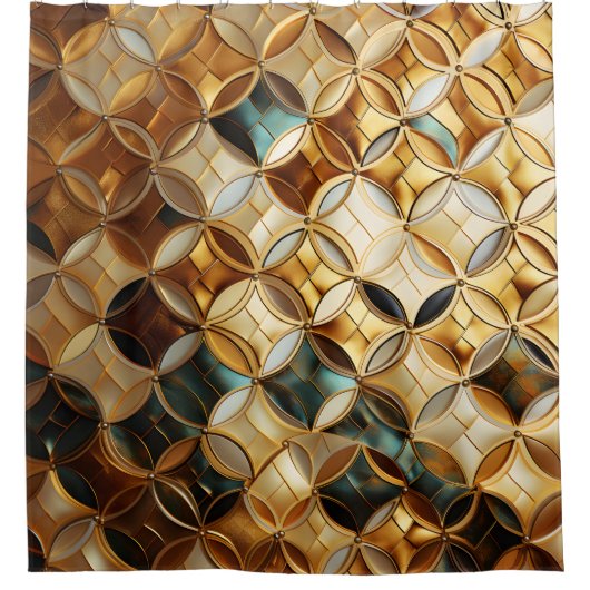 "Art Deco Majestic Zeemeermin Schalen" Douchegordijn (Voorkant)