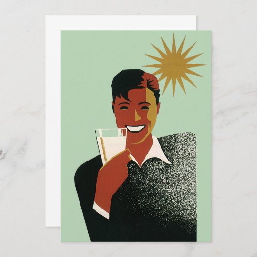Art Deco Man, koude Drinken in de zomer (Voorkant / Achterkant)