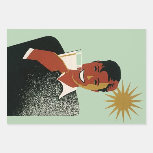  Art Deco Man, koude Drinken in de zomer Inpakpapier Vel (Voorkant 2)