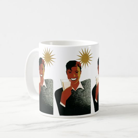  Art Deco Man, koude Drinken in de zomer Koffiemok (Voorkant links)