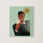  Art Deco Man, koude Drinken in de zomer Legpuzzel (Verticaal)