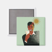  Art Deco Man, koude Drinken in de zomer Magneet (Voorkant / Achterkant)