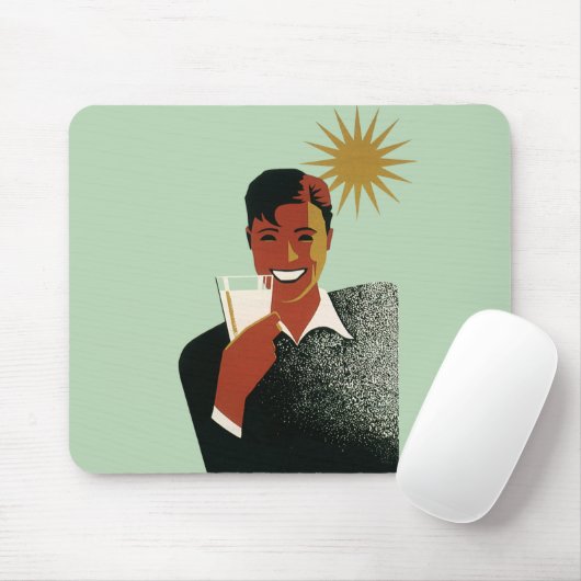  Art Deco Man, koude Drinken in de zomer Muismat (Met muis)