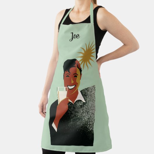 Art Deco Man, koude Drinken in de zomer Schort (Insitu)