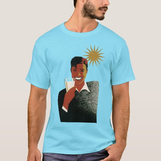 Art Deco Man, koude Drinken in de zomer T-shirt (Voorkant)