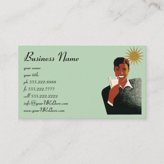  Art Deco Man, koude Drinken in de zomer Visitekaartje (Voorkant)