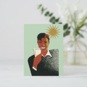 Art Deco, Man met cocktail in de zon Briefkaart (Staand voorkant)