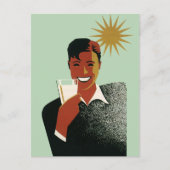 Art Deco, Man met cocktail in de zon Briefkaart (Voorkant)