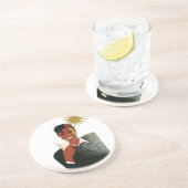 Art Deco, Man met cocktail in de zon Zandsteen Onderzetter (Zijkant)