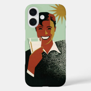 Art Deco man uit het verleden, koude drankjes in d iPhone 16 Hoesje