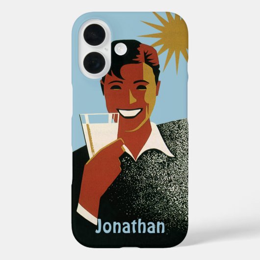 Art Deco man uit het verleden, koude drankjes in d Case-Mate iPhone Case (Achterkant)